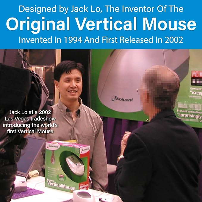Evoluent – Inventor of the Vertical Mouse – VM4RW Ergonomic Vertical Mouse Right Hand Regular Size Wireless USB, Sculpted for Comfort, Reduces Wrist Strain, 4 Speeds, 6 Customizable Buttons in Windows