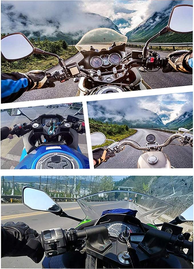 34in1 Motorcycle Helmet Chin+Top+Side Mount Kit for GoPro Hero 13 12 11 10 9 8 7 Black Silver White 6 Osmo and Other Action Camera with Adhesive Sticky Mount and Buckle, Extra Camera Tether