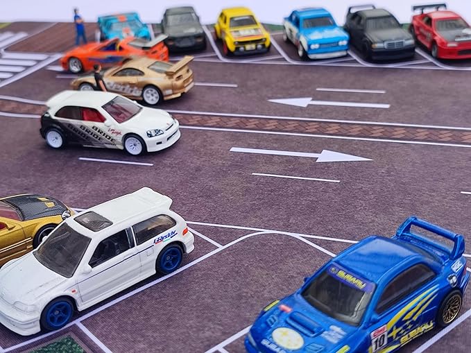 XXL 1/64 Scale Parking Lot Mouse Pad 90x40cm Non-Slip Rollable Desk Mat | Large Diorama Playmat for Hot Wheels, Matchbox, Mini GT, Tarmac, Inno64 and Diecast Car Collectors, Kids and Gamers