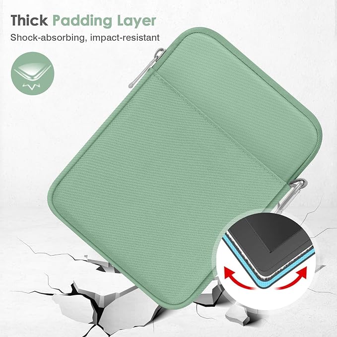 MoKo Padded Ereader Sleeve Case for 6-7 inch Tablet Bag, Compatible with 7" eReader Colorsoft Signature Edition 2024, 6" Kobo, 6" Nook, Dark Green