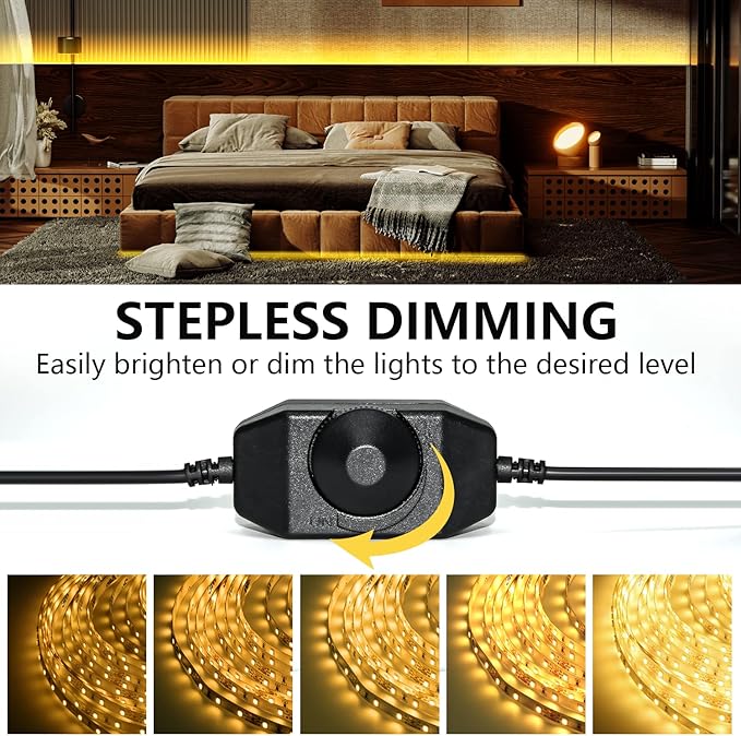 LED Strip Lights 65.6ft Dimmable 3000K Warm White Strip Lighting, 12V 20M 1200 LEDs 2835 Flexible Ribbon led Light for Bedroom, Kitchen, Home Decoration.