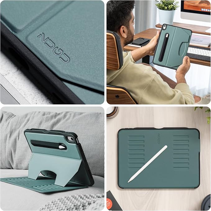 ZUGU CASE for iPad Air 11 M4 2026/M3 2025/M2 2024 iPad Air 4 & 5 10.9 Inch (2020/2022) - Protective, Ultra Thin, Magnetic Stand, Sleep/Wake Cover with Apple Pencil Charging & Storage - Pine