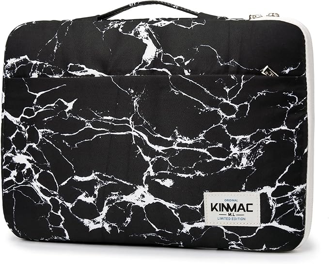 Kinmac 360° Heavy Duty Protective Laptop Computer Sleeve case Bag Cover with Handle for MacBook Air 15 inch,15 inch-15.6 inch HP Lenovo Dell ASUS Acer Laptop (Black Marble)
