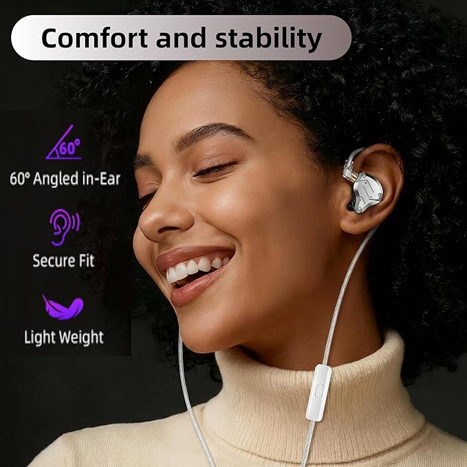KZ ZS10 PRO in Ear Monitor Headphones, 4BA+1DD 5 Hybrid Driver Gaming Earbuds Wired Earphones, HiFi Clarity Sound Immersive Bass IEMs for Gaming Musicians Singers Audiophile (Purple with Microphone)
