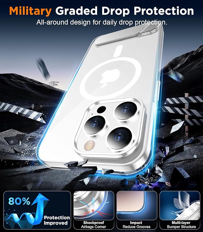 Magnetic Compatible with iPhone 14 Pro Case, [Built-in Invisible Kickstand][Compatible with MagSafe] [Military Grade Shockproof] Slim Thin Phone Case for iPhone 14 Pro 6.1