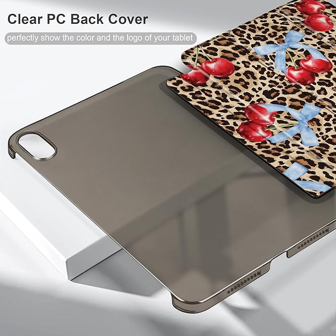 DONGKE for iPad mini 7 (A17 Pro) 2024 & iPad mini 6 2021 8.3 Inch, Slim Foldable Stand Hard PC Translucent Back Shell Smart Cover for iPad mini 7th/6th Generation [Auto Wake/Sleep] - Leopard
