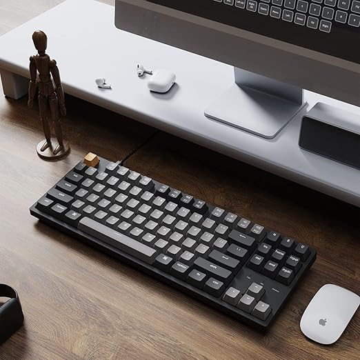 Keychron C1 Pro Wired Mechanical Keyboard TKL Layout, QMK Programmable RGB Backlit with Hot-swappable K Pro Red Switch, OEM Profile Double-Shot PBT Keycaps Compatible for Mac Windows Linux