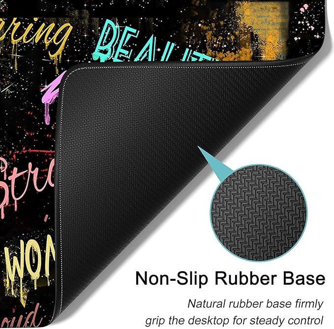 Large Mouse Pad, 31.5 x 11.8in Extended Gaming Mouse Pad with Stitched Edges,XXL Mousepad Protector Non Slip Rubber Base for Office Home Writing Mat,African American Black Women Graffiti Girl Desk Mat