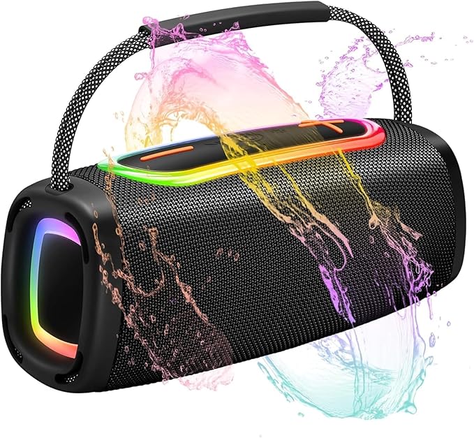 Bluetooth Speaker 6000mAh, 36H Playtime BT5.4 Portable Wireless Speaker with Loud Stereo Sound, IP6 Waterproof, 24W Portable Speaker with RGB Multi-Color Rhythm Lights for Outdoor/Home/Party as Gift