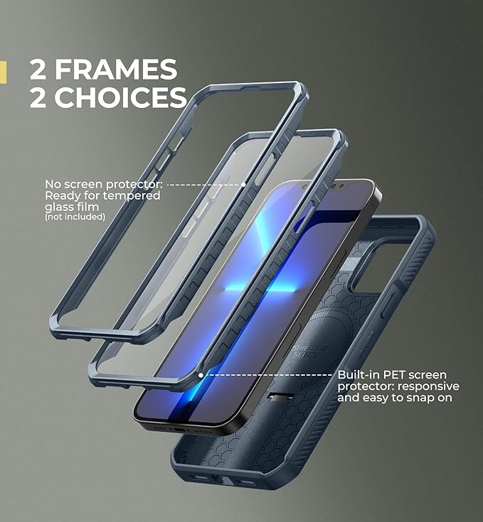 Dexnor for iPhone 13 Pro Max/12 Pro Max Case with Slide Camera Cover & Adjustable Kickstand & Built-in Screen Protector, Magsafe Rugged Bumper Cases Heavy-Duty Magnetic Protective Cover,Navy Blue