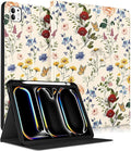 Uppuppy for iPad Pro 11 Inch Case 2024 - Women Cute Girls Folio Smart Cover with Pencil Holder Girly Flower Floral Pretty Aesthetic for iPad Pro 11 M4 Cases A2836 A2837 A3006