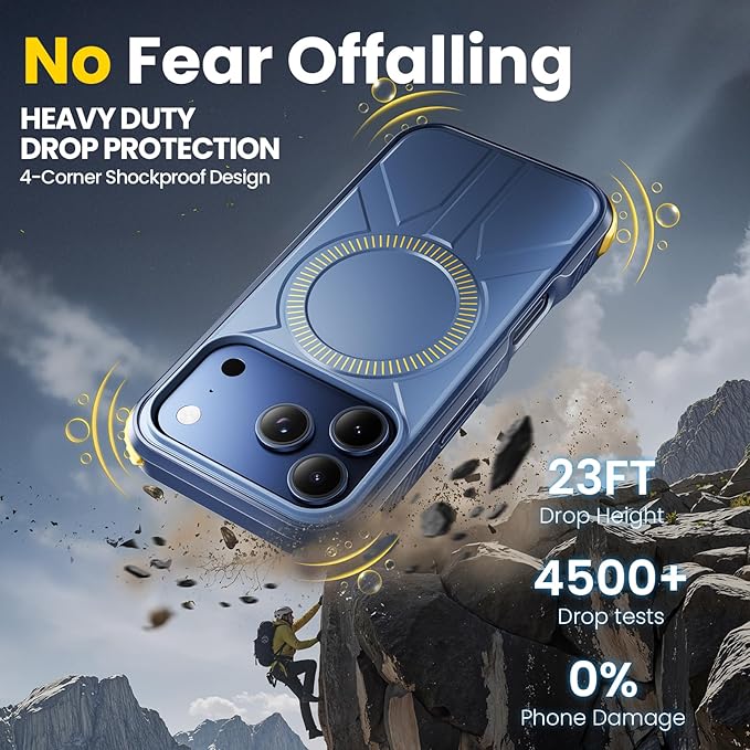 3 in 1 for Heavy Duty iPhone 17 Pro Max Case with Screen Protector & Camera Lens Protector ,7X Military-Grade Drop Protection ,Fits MagSafe ,Rugged & Slim shockproof Case for iPhone 17 Pro Max , Blue