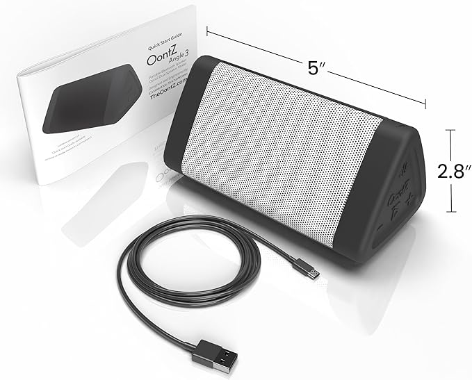 OontZ Angle 3 (4th Gen) – Portable Bluetooth Speaker, 12W Stereo Sound, 24 Hour Playtime, Rich Bass, 100 Foot Wireless Range, Waterproof, Home, Outdoor, Travel, Great Gift (White)