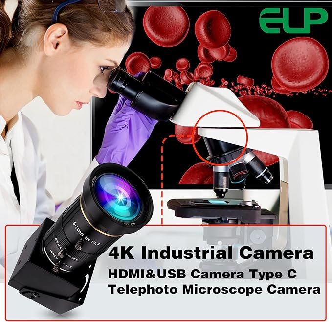 HDMI USB Camera 4K 30fps USB Webcam for Live Streaming 5-50mm 10X Manual Zoom Web Camera USB HDMI Simultaneous Output Video Camera Close-up PC Camers Plug and Play for Linux Raspberry Pi Jetson Nano