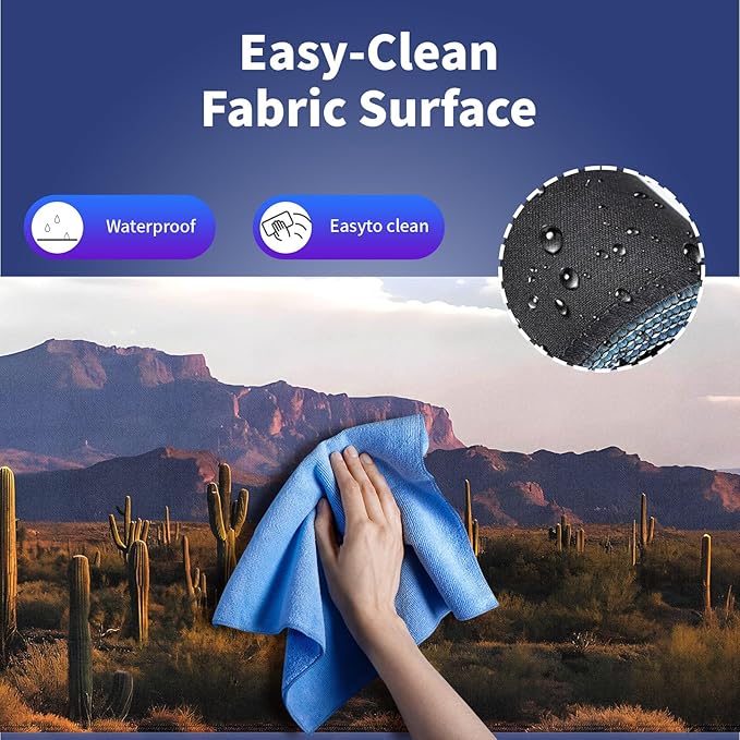 Wknoon. Extra Large Gaming & Office Mouse Pad (31.5" x 11.8") – Saguaro Scenery Arizona Desert Landscape with Cactus Mountain in Spring Wilderness, Premium XXL Desk Mat with Durable Stitched Edges
