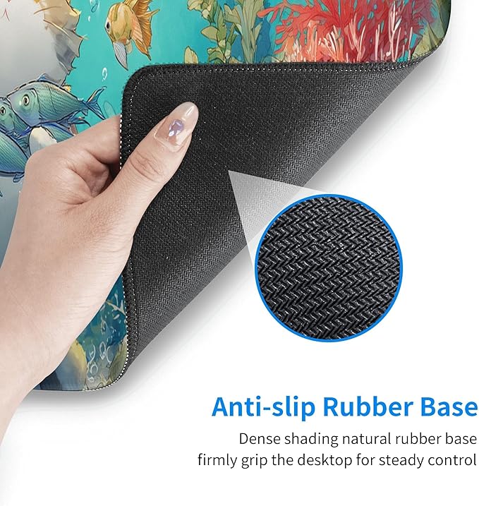 Cat Fish Mouse Pad Extended Large Gaming Mouse Pad XL Stitched Edges for Gamer Home Office 31.5 X 11.8 Inch