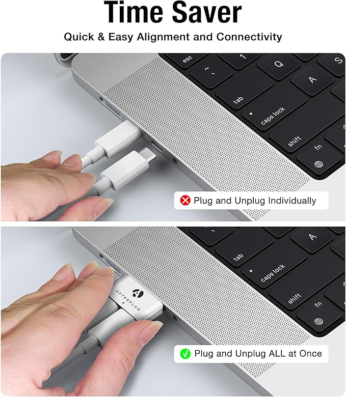 Dual USB‑C Extender for MacBook with Case, 2-Port Pass‑Through Adapter for Thunderbolt 5/4/3 & USB4 – 240W PD, 8K Video, 80Gbps Data - Sky Blue