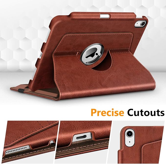Fintie Rotating Case for iPad Air 11-inch M4/M3/M2 (2026/2025/2024), iPad Air 5th (2022) / 4th Generation 10.9 Inch - 360 Degree Rotating Protective Stand Cover with Pencil Holder, Brown