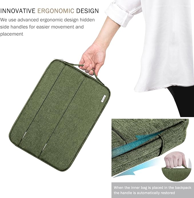 Voova 14 15 Inch Laptop Sleeve Case, Waterproof Computer Bag Cover Compatible with MacBook Air 15 M2/M3/M4 2022-2025, MacBook Pro 15, Hp chromebook 14, 14-15” Dell Lenovo Acer Asus, Army Green