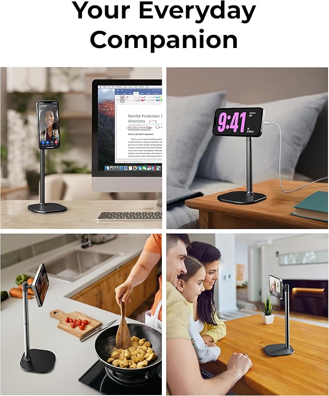 COOPER MagStand, Adjustable Magnetic iPhone Stand for Desk & Phone Holder for Video Recording, Compatible with MagSafe, Stand for iPhone 17 Pro Max, 16/15/14/13/12, Small Mag Safe Tripod (Black)