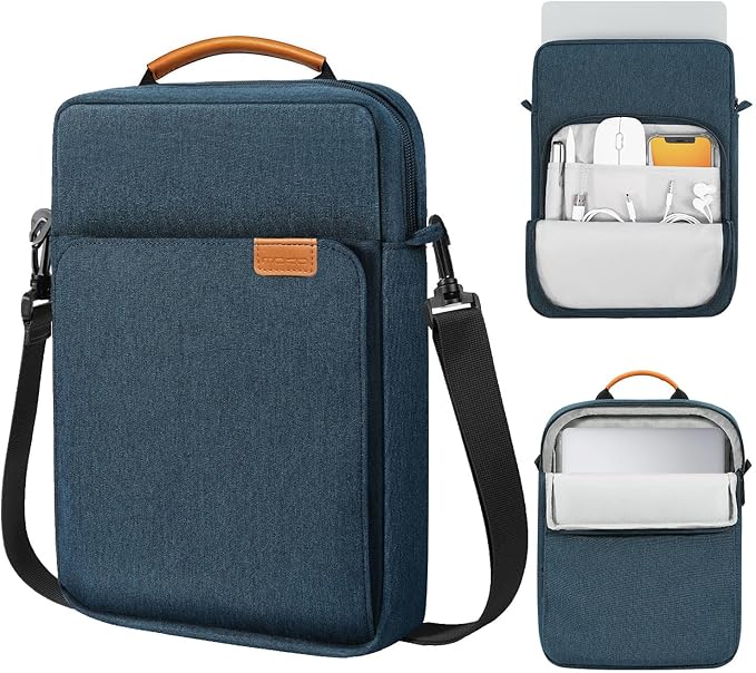 MoKo 13 Inch Tablet Sleeve Bag, Fits with 13 Inch New iPad Pro M5 & Air M4/M3, iPad Pro 12.9 M2&M1,Surface Laptop Go 12.4,Galaxy Tab S8+/S9+ 12.4,Handle Carrying Case with Shoulder Strap, Indigo