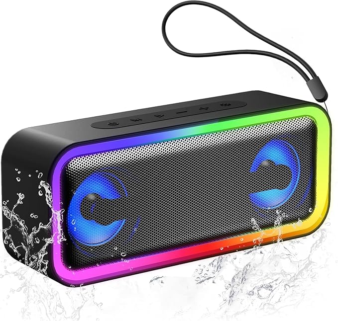 IKT Portable Bluetooth Speaker with Lights x Holidays/World Cup Stuffers, 30W Loud Stereo Sound, Bluetooth5.4, Enhanced Bass,24H Playtime, TWS Pairing, IPX7 Waterproof, Speakersfor Home/Party/Outdoor