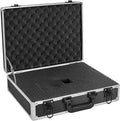 17 Inch Hard Shell Carrying Case Ideal for Wireless Mic System Storage & Camera Gear Transportation, Customizable Pre-Diced Foam, Aluminum Alloy Sturdy Build, Black