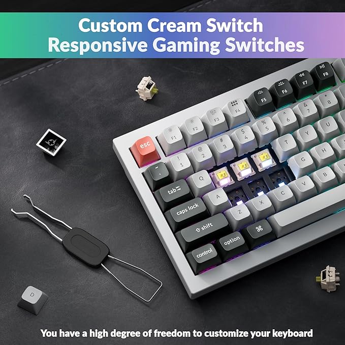 Keychron Q1 Ultra 8K 75% Wireless Mechanical Keyboard, Aluminum Hot-Swappable RGB, Banana Switch, 82 Keys, 600h Battery Life, 2.4GHz/Bluetooth/Wired, ZMK Programmable, Mac Windows Linux – White