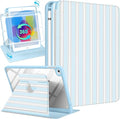 Uppuppy for iPad mini 4 Case for iPad mini 5th Generation Case - 360 Degree Rotating Stand Folio Smart Cover with Pencil Holder for Women Girls, BW Stripes for Apple Tablet Mini 7.9 inch 2019/2015