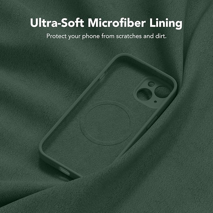 Magnetic for iPhone 14 Case, Compatible with MagSafe, [Full Camera Protection][Screen Protector] Silicone Shockproof Protective Phone Case for iPhone 14 6.1 inch, Alpine Green