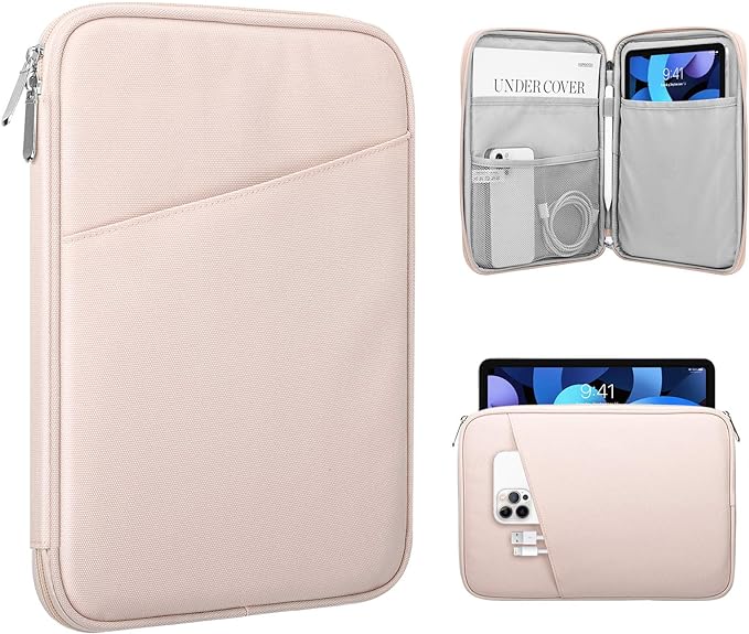 TiMOVO 9-11" Tablet Sleeve Bag for iPad 11-inch A16 2025, iPad 10.9"/10.2"| Air 11 Inch/5th/4th Gen. 10.9", Galaxy Tab A9+/A11Plus 11", Protective Bag with Pocket, Pink
