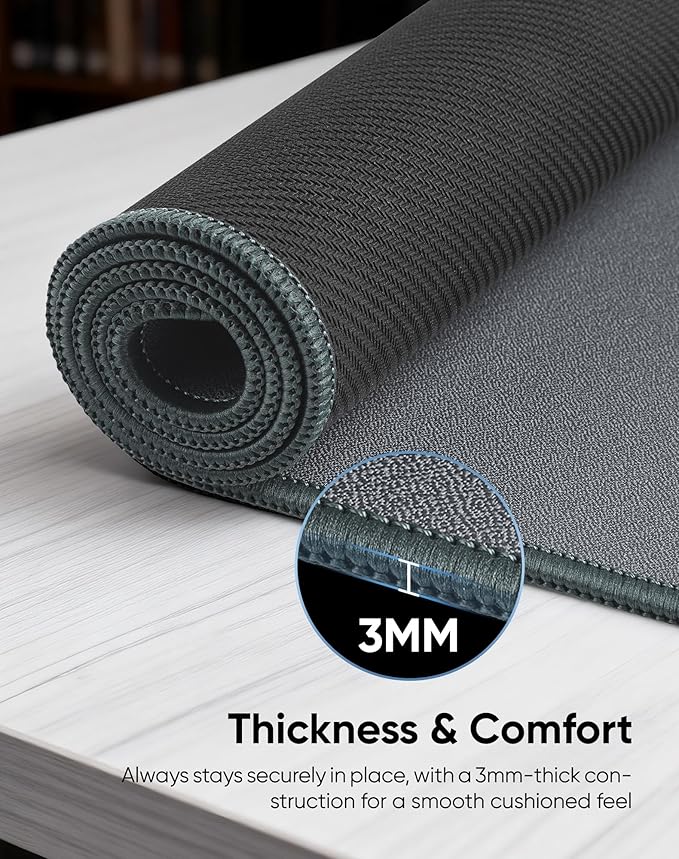 Reniteco Waterproof Large Gaming Mouse Pad with Durable Stitched Edges, Non-Slip Rubber Base, Grainy Jacquard Mouse Mat Desk Pad for Home Office Gaming, 35.4''x15.7''x0.12'', Matte Gray