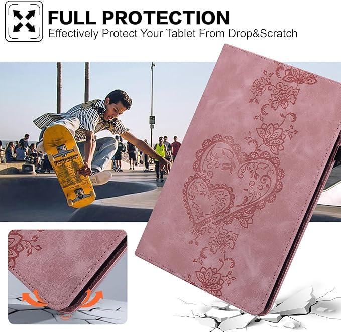 Case for iPad Pro 12.9 inch Case 6th/5th/4th/3rd Generation 2022/2021/2020/2018, Multi Angle Flip PU Leather Shockproof Cover with Pencil Holder/Card Slots, Pink