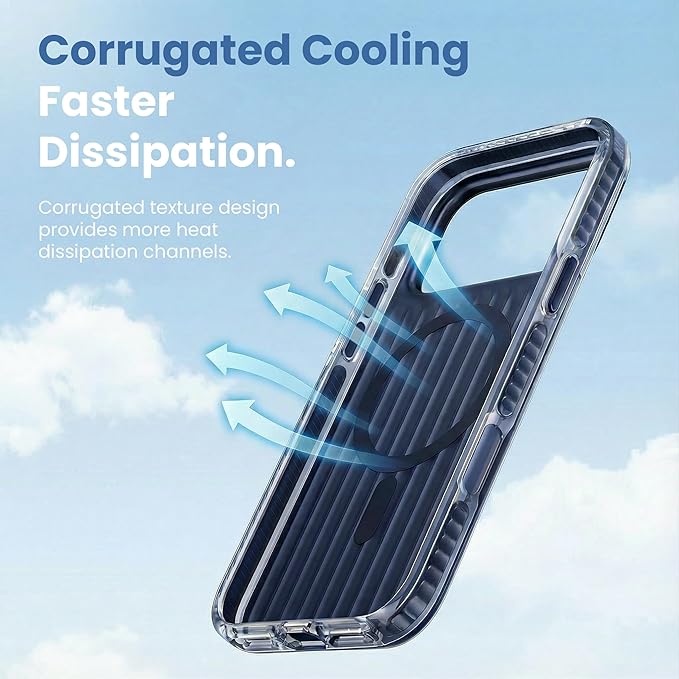 Magnetic Cooling Case for iPhone 17 Pro Max, with Air Vortex Heat Dissipation Technology, Anti-Fingerprint, Fit for MagSafe, Military-Grade Bumper, Included Camera Lens & Screen Protector,Deep Blue