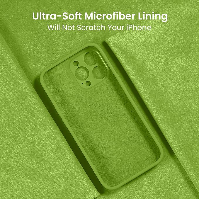 FireNova Designed for iPhone 15 Pro Max Case, Silicone Upgraded [Camera Protection] Phone Case with [2 Screen Protectors], Soft Anti-Scratch Microfiber Lining Inside, 6.7 inch, Sprout Green