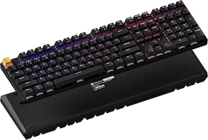 Keychron KJ5 Wireless Custom Mechanical Keyboard, 2.4 GHz Bluetooth QMK Full-Size Layout RGB, Hot-swappable Red Switch Compatible with Mac Windows Linux, 3750mAh Fast Charge Battery for Gaming - Black