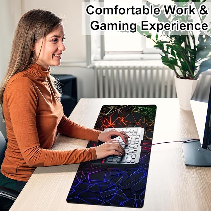 Mouse Pad - Desk Pad Extended 31.5x11.8inch Large Mousepad 3D Computer Gaming Mouse Pad Desk Mat with Stitched Edges Non-Slip Rubber Base for Office/Home