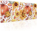 Fall Pumpkin Sunflowers Mouse Pad XL Watercolor Retro Autumn Leaves Floral Extended Desk Mat Non-Slip Rubber Base Stitched Edge Large XL Thanksgiving Mousepad for Desk Gaming Laptop,31.5×11.8 in