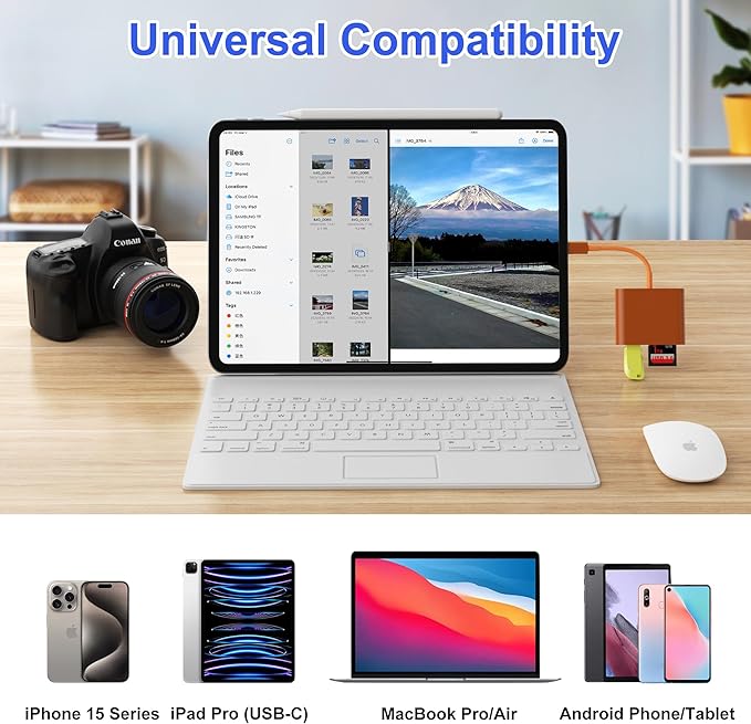 SD Card Reader, USB 3.0 Type C High Speed to SD/TF Card Adapter for iPhone 17/16/15 Pro Max Memory Card Reader with SD MicroSD USB 3 Port for Mac/iPad/MacBook Pro/Air Android Phone Tablet (TerraCotta)