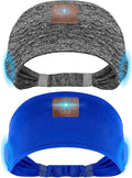 2-Pack Sleeping Headphones, Headband Headphones with Ultra-Thin HD Stereo Speaker, Bluetooth Headband for Sports, Workouts, Insomnia, Yoga, Air Travel, Meditation - Blue&Dark Gray
