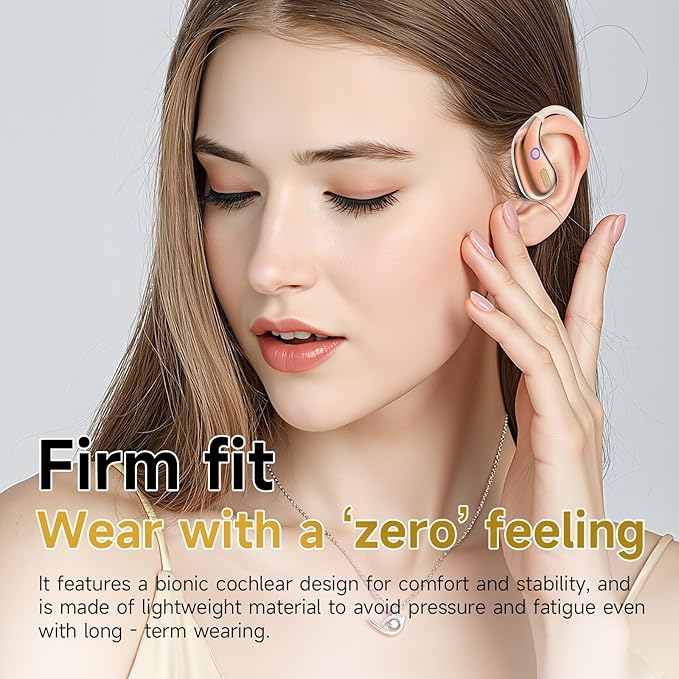 Open Ear Earbuds, Wireless Bluetooth 5.4 Headphones, Stereo Sound IPX7 Waterproof with Ergonomic Earhook for Running, Workout, Travel, White