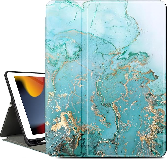 Vimorco Case for iPad Air 3rd 2019, for iPad Pro 10.5 inch 2017/2019, for iPad 9th/8th/7th Generation 10.2 inch,4 Viewing Angles,Pencil Holder,Full Protective Cover,Auto Sleep/Wake,Green Quicksand