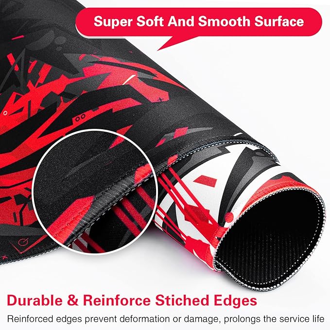 Canjoy Gaming Mouse Pad 31.5x15.8inch Extended XXL Large Mouse Pad Big Computer Keyboard Mouse Mat Desk Pad with Non-Slip & Rubber Base & Stitched Edge