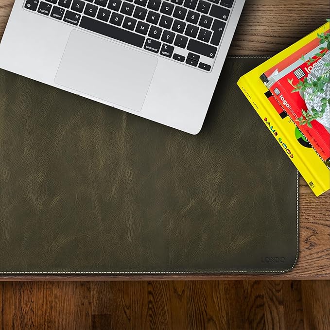 Londo Top Grain Leather Extended Mouse Pad – Large Desk Mat for Office & Gaming, Smooth Writing Surface, Non-Slip Base, Durable & Stylish Workspace Accessory