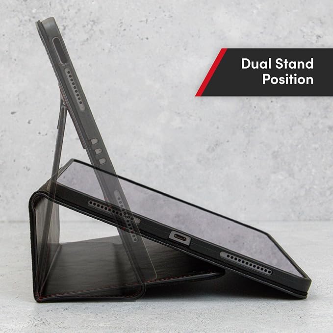 Casemade Real Leather Case Compatible with iPad Pro 11” 1st/2nd/3rd/4th Gen (2018/2020/2021/2022) - Full-Grain Leather Cover, Auto Sleep/Wake, Dual Stand Position (Black)