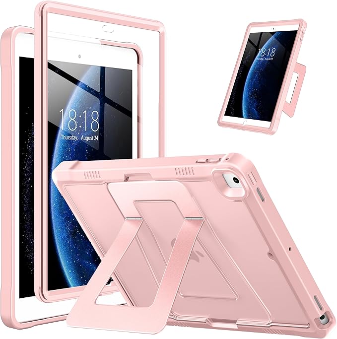 DTTO Case for iPad 6th/5th Generation 9.7 Inch 2018/2017, Adjust Kickstand Freely, Built-in Screen Protector, Frosted Full-Body Shockproof Protective Cover for iPad Air 2 / Pro 9.7, Pink Sand