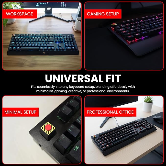 Artisan Custom ESC Keycap for MX Mechanical Keyboard - 2 Pack Emergency Red Panic Button for PC Gaming Keyboard with Hazard Stripe Design, Universal 1u Keycap fits Cherry MX Switches