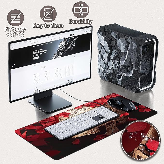 Gaming Mouse Pad - (31.5"×11.8") Skull Large Mouse Pads for Desk - Desk Mat for Keyboard and Mouse with Non-Slip Base, Desks Pad Matfor Game/Office & Home