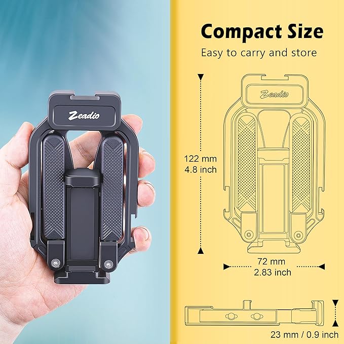 Zeadio Aluminum Smartphone Stabilizer Grip, Foldable Cellphone Video Rig, Filmmaking Vlogging Case, Phone Stabilizer Tripod Mount for All iPhone and Android Smartphones