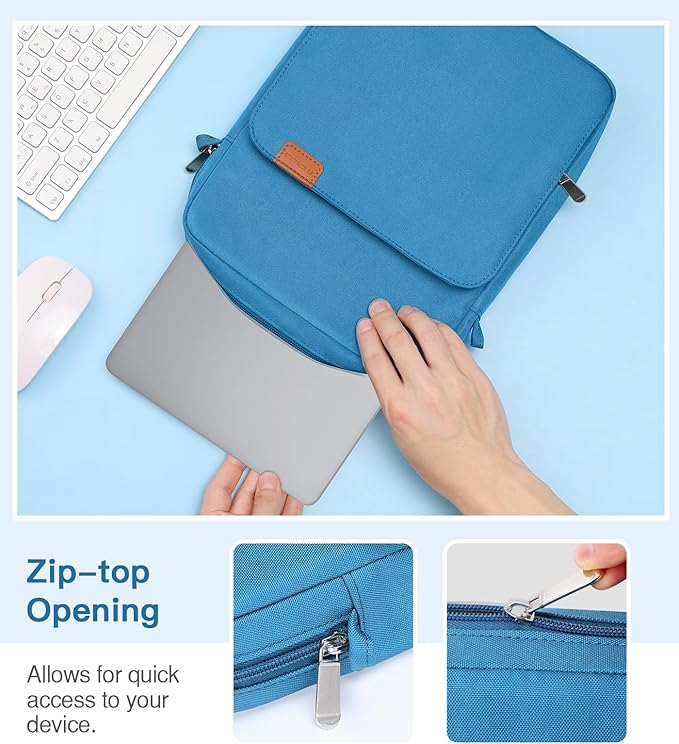 MoKo 13.3-14 Inch Laptop Sleeve Bag Fits Mac Neo 13-inch A18 Pro, Mac Pro 13.3" M2 2022/M5/M5 Pro/M5 Max 14.2" 2026, Mac Air 13.6" M5 2026, Handle Carrying Case with Shoulder Strap, Peacock Blue